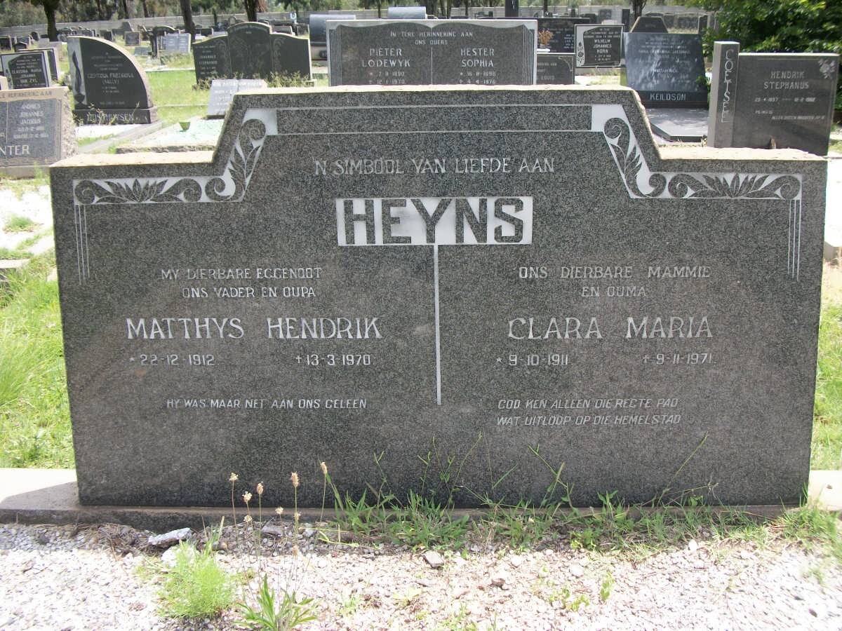 HEYNS Matthys Hendrik 1912-1970 &amp; Clara Maria 1911-1971