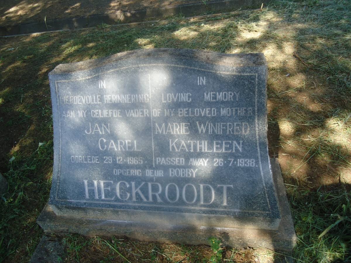 HECKROODT Jan Carel -1965 &amp; Marie Winifred Kathleen -1938