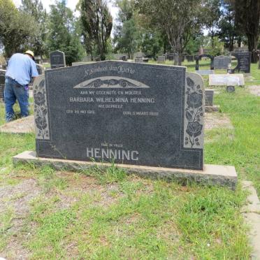HENNING Barbara Wilhelmina nee DU PREEZ 1913-1962