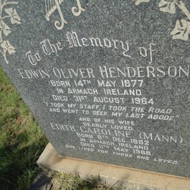 HENDERSON Edwin Oliver 1877-1964 &amp; Edith Caroline MANN 1882-1966