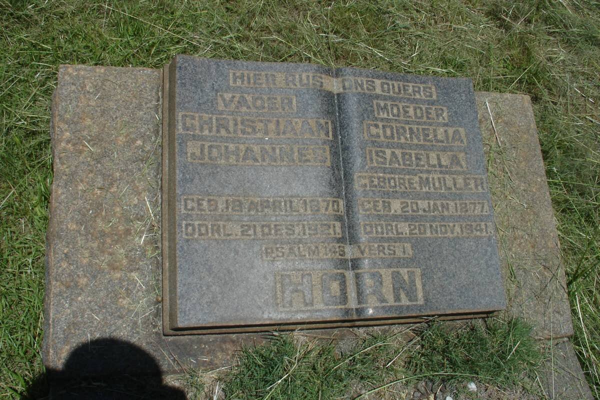 HORN Christiaan Johannes 1870-1921 &amp; Cornelia Isabella MULLER 1877-1941