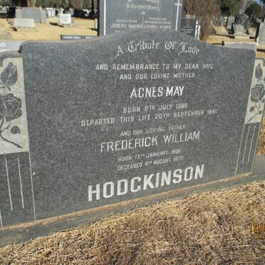 HODGKINSON Frederick William 1881-1970 &amp; Agnes May 1888-1961