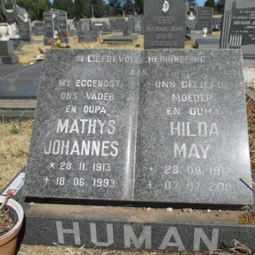 HUMAN Mathys Johannes 1913-1993 &amp; Hilda May 1917-2001