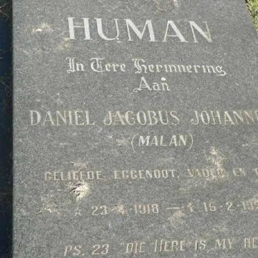 HUMAN Daniel Jacobus Johannes 1918-1992