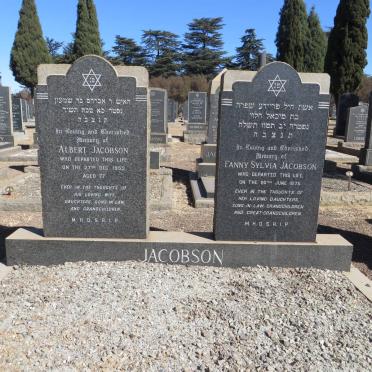 JACOBSON Albert -1953 &amp; Fanny Sylvia -1975