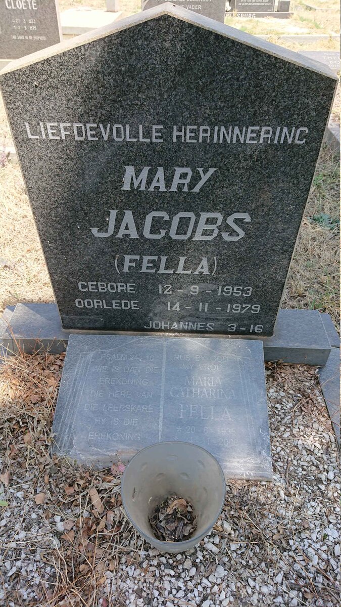 JACOBS Mary nee FELLA 1953-1979 :: FELLA Maria Catharina 1935-2008