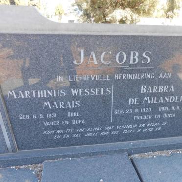 JACOBS Marthinus Wessels Marais 1931- &amp; Barbara de Milander 1920-1988