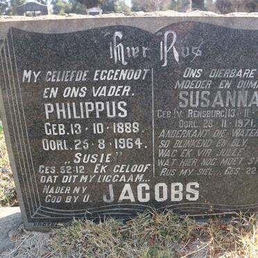 JACOBS Philippus 1888-1964 & Susanna VAN RENSBURG 1884-1971