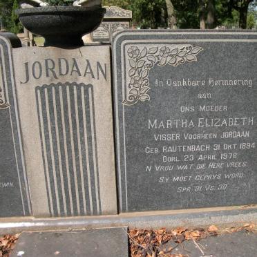 JORDAAN Martha Elizabeth VISSER voorheen JORDAAN nee RAUTENBACH 1894-1978