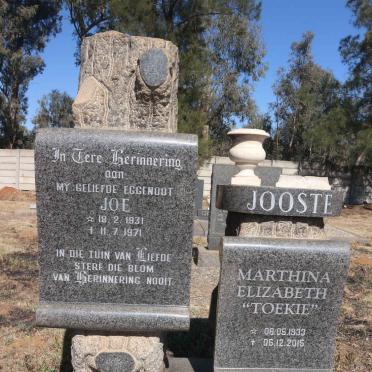 JOOSTE Joe 1931-1971 &amp; Marthina Elizabeth 1933-2015