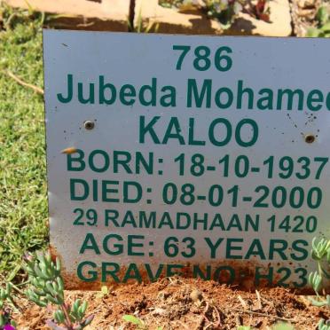 KALOO Jabeda Mohamed 1937-2000