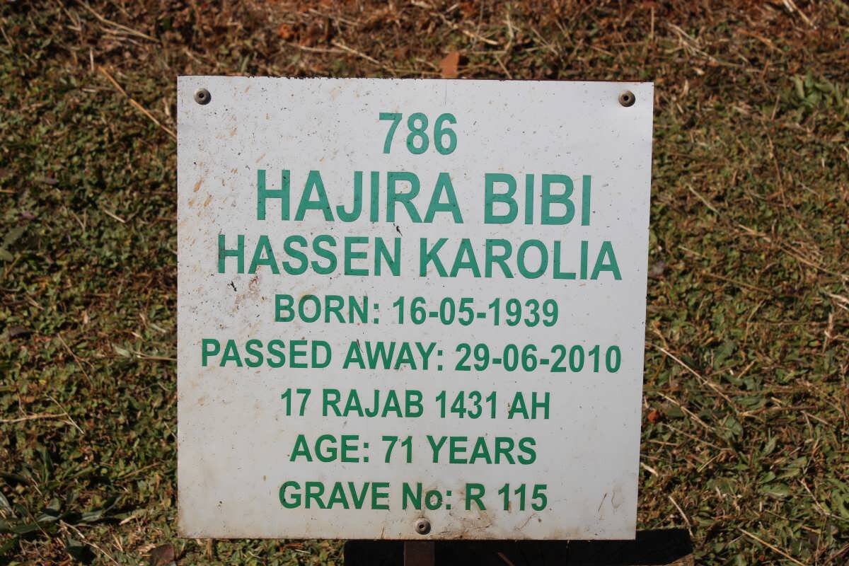 KAROLIA Hajira Bibi Hassen 1939-2010