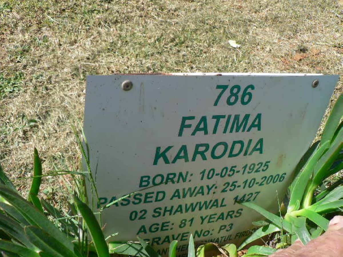 KARODIA Fatima 1925-2006