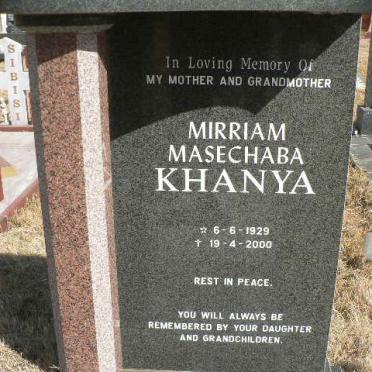 KHANYA Mirriam Masechaba 1929-2000