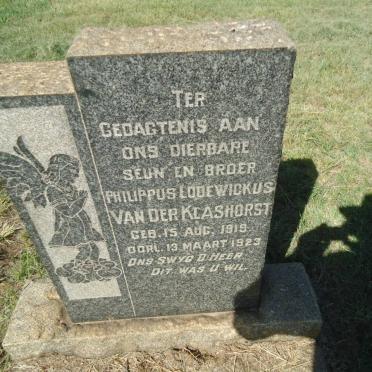 KLASHORST Philppus Lodewickus, van der 1919-1923