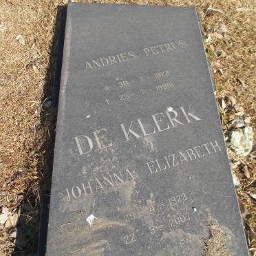 KLERK Andries Petrus, de 1922-1998 &amp; Johanna Elizabeth 1929-2007