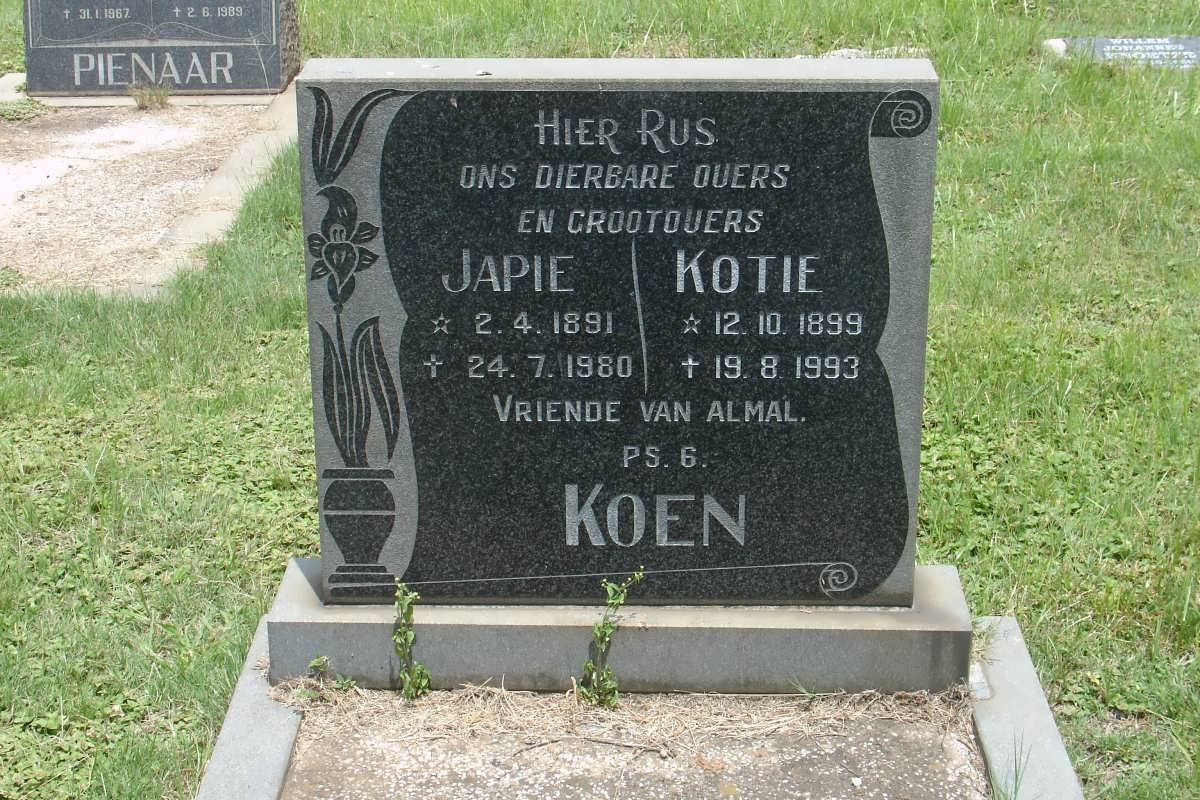 KOEN Japie 1891-1980 &amp; Kotie 1899-1993