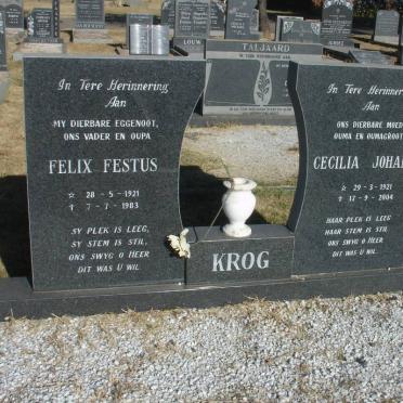 KROG Felix Festus 1921-1983 &amp; Cecilia Johanna 1921-2004