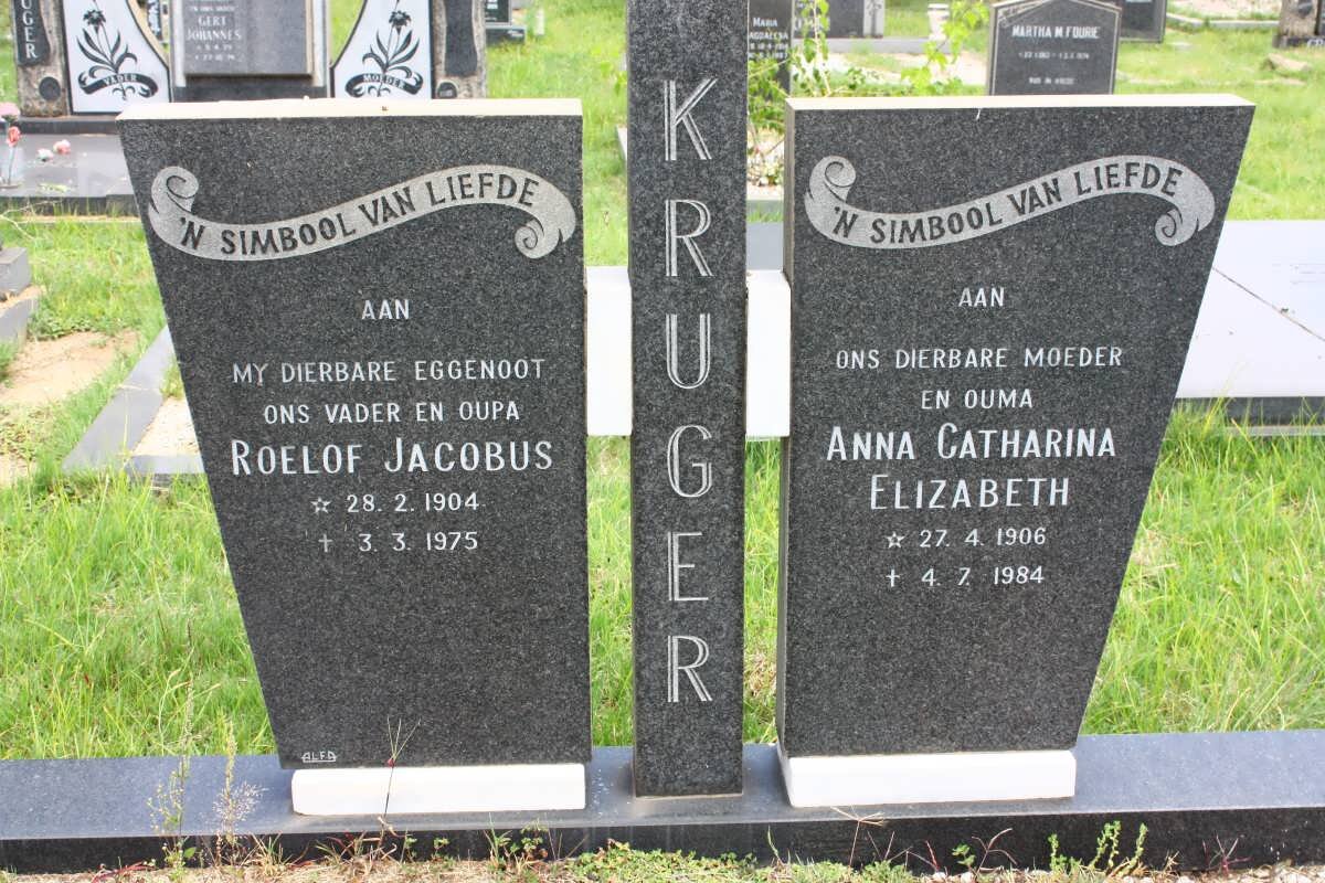 KRUGER Roelof Jacobus 1904-1975 &amp; Anna Catharina Elizabeth 1906-1984