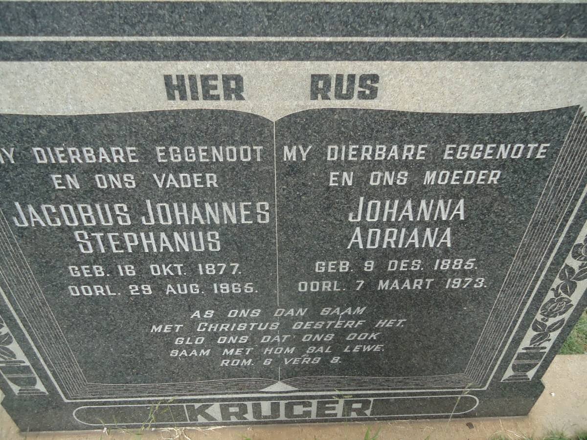 KRUGER Jacobus Johannes Stephanus 1877-1965 &amp; Johanna Adriana 1885-1973