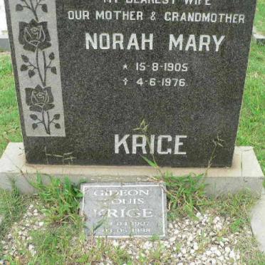 KRIGE Gideon Louis 1907-1998 &amp; Nora Mary 1905-1976