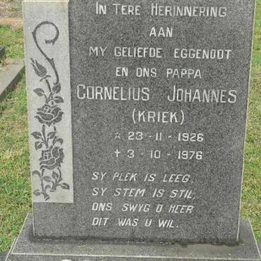 KRIEK Cornelius Johannes 1926-1976
