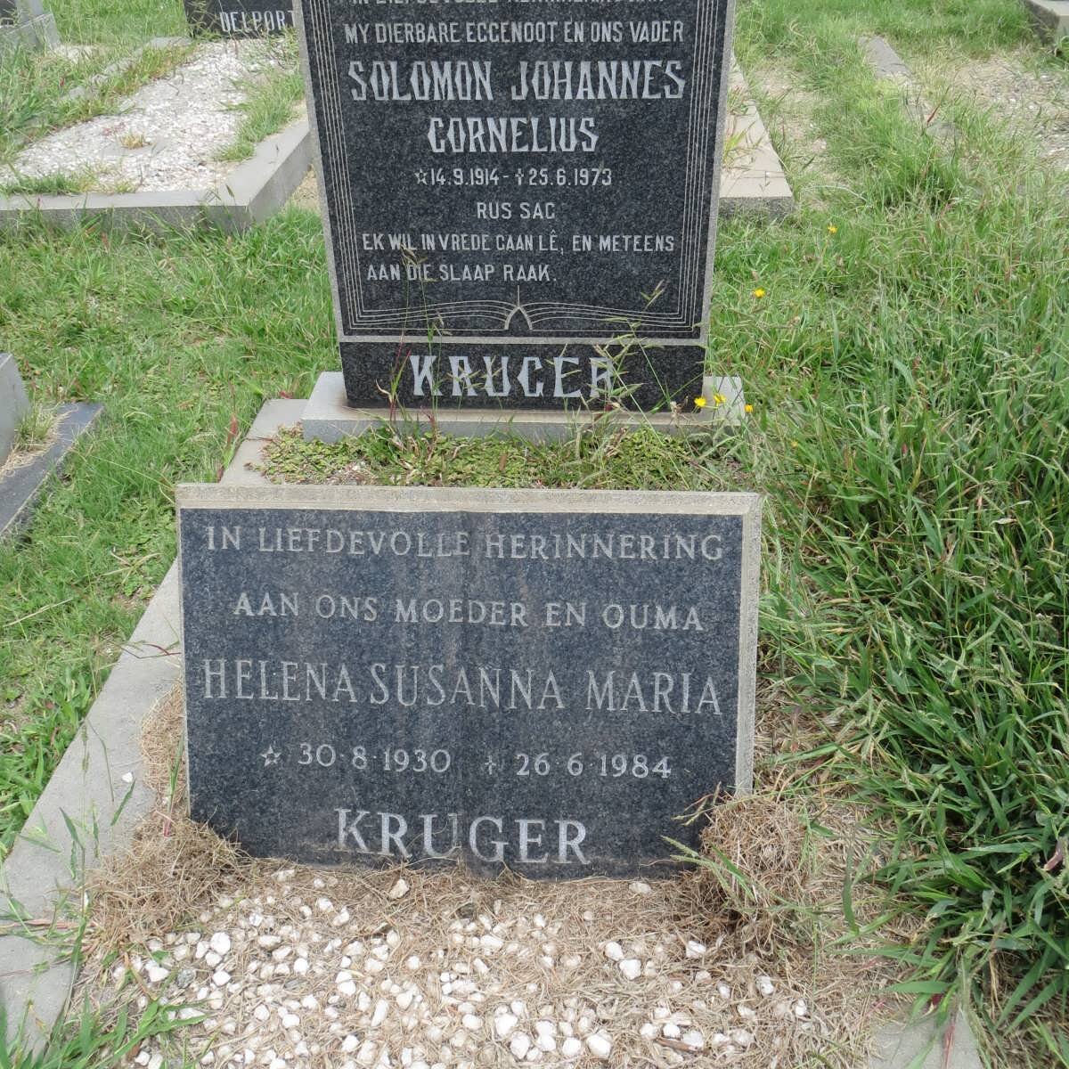 KRUGER Solomon Johannes Cornelius 1914-1973 &amp; Helena Susanna Maria 1930-1984