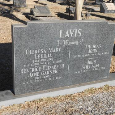 LAVIS Thomas John 1880-1964 &amp; Theresa Mary Cecilia COLLER 1881-1950