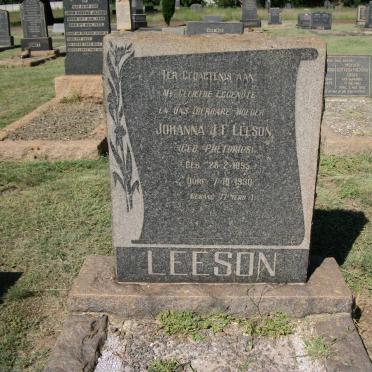 LEESON Johanna J.F. nee PRETORIUS 1895-1930