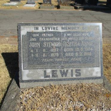 LEWIS John Steward 1897-1978 &amp; Bertha Annie 1904-1968