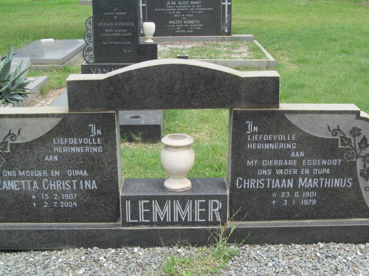 LEMMER Christiaan Marthinus 1901-1979 &amp; Jeanetta Christina 1907-2004