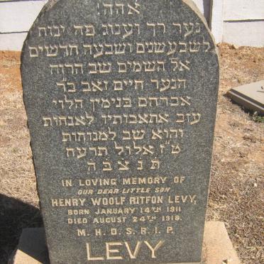 LEVY Henry Woolf Rofton 1911-1918