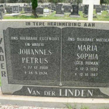 LINDEN Johannes Petrus, van der 1908-1974 &amp; Maria Sophia HUMAN 1923-1987