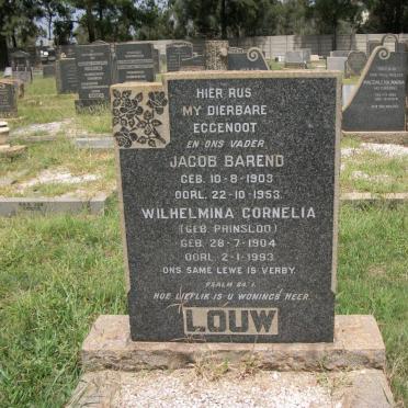 LOUW Jacob Barend 1903-1953 &amp; Wilhelmina Cornelia PRINSLOO 1904-1993