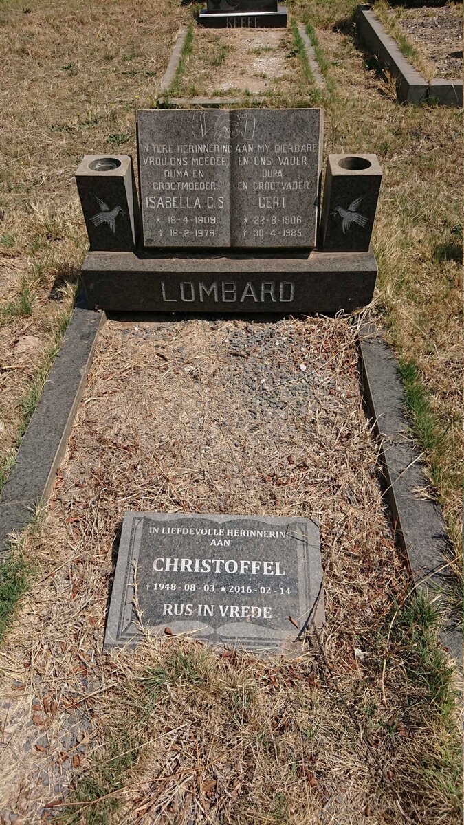 LOMBARD Gert 1906-1985 &amp; Isabella C.S. 1909-1979 :: LOMBARD Christoffel 1948-2016
