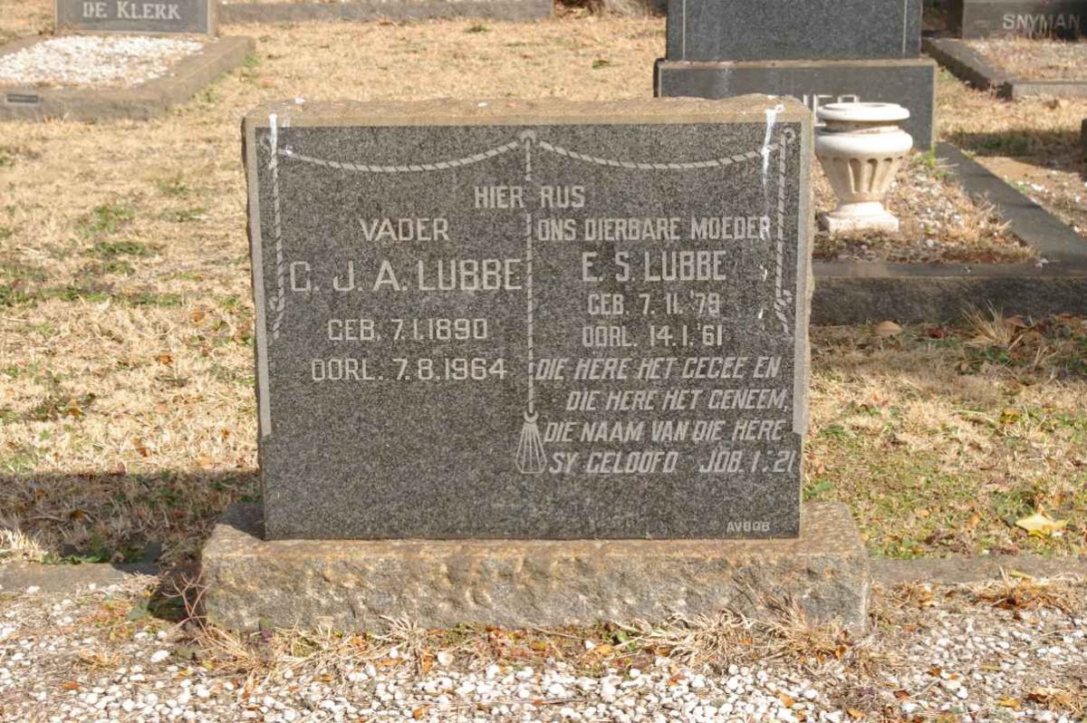 LUBBE C.J.A. 1890-1964 &amp; E.S. 1979-1961