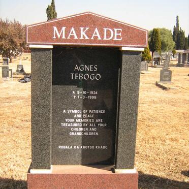 MAKADE Agnes Tebogo 1924-1998
