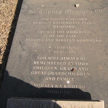 MAMPURU Rebecca Mashikoane 1916-1998