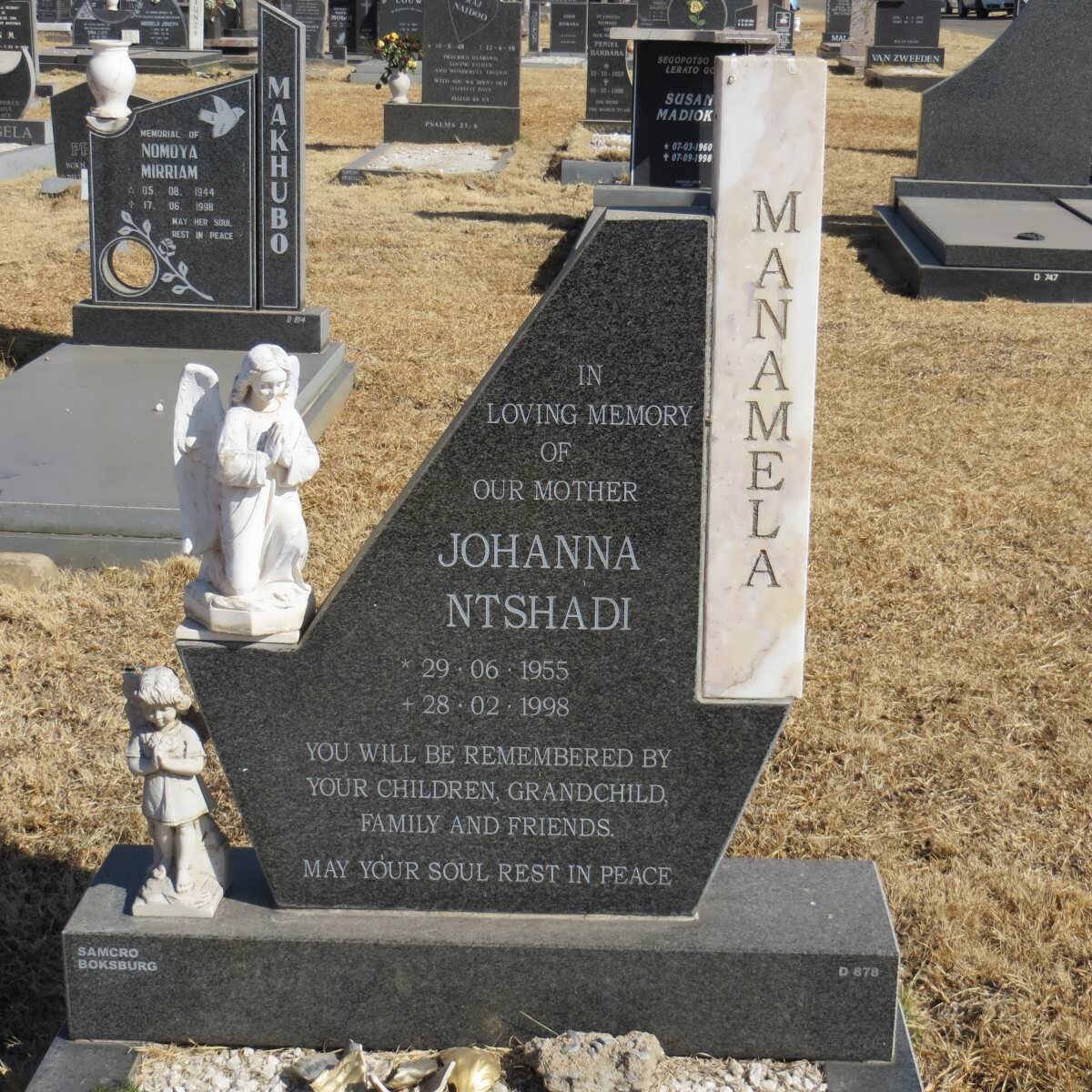 MANAMELA Johanna Ntshadi 1955-1998
