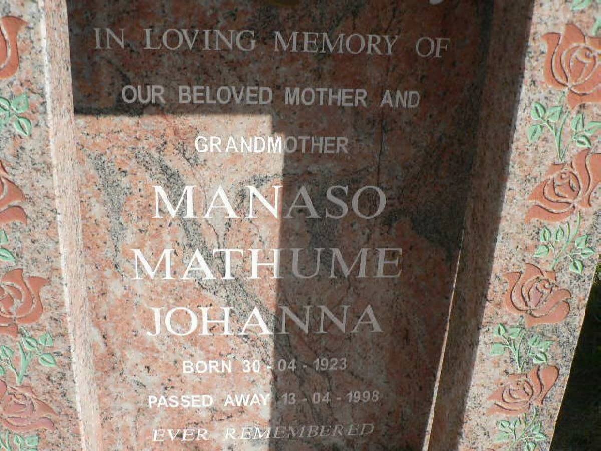 MANASO Mathume Johanna 1923-1998