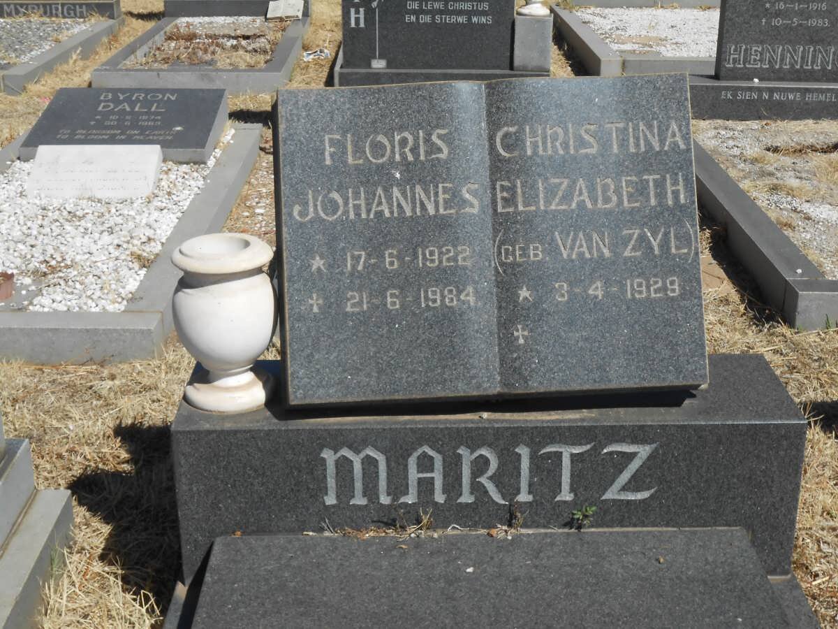MARITZ Floris Johannes 1922-1984 &amp; Christina Elizabeth VAN ZYL 1929-