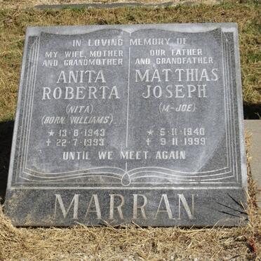 MARRAN Matthias Joseph 1940-1999 &amp; Anita Roberta WILLIAMS 1943-1993