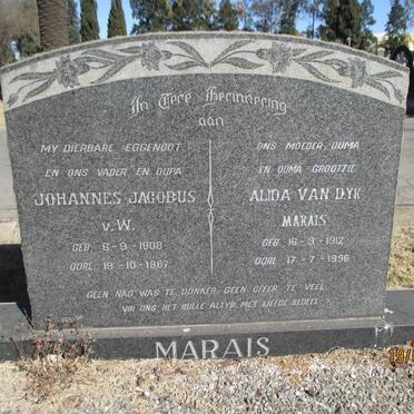 MARAIS Johannes Jacobus v.W. 1908-1987 &amp; Alida van Dyk 1912-1996