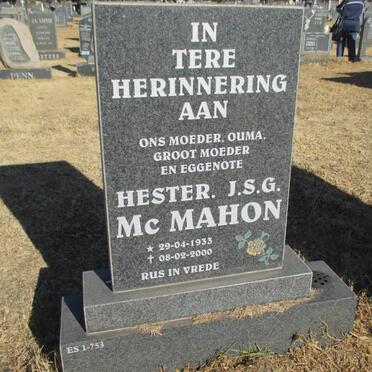 McMAHON Hester J.S.G. 1933-2000