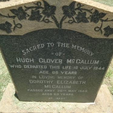 McCALLUM Hugh Glover -1944 &amp; Dorothy Elizabeth -1949