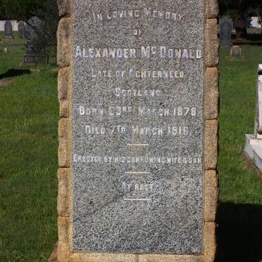 McDONALD Alexander 1878-1916