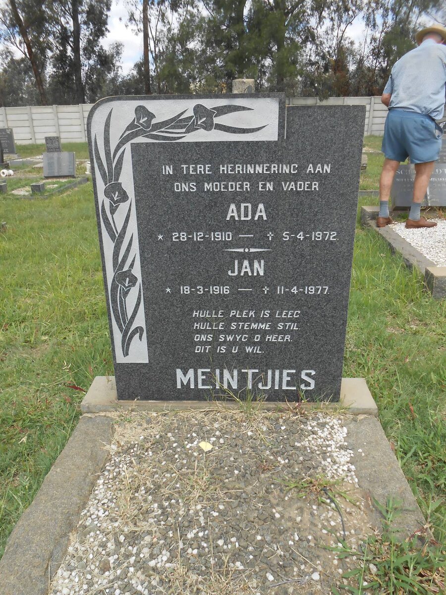 MEINTJIES Jan 1916-1977 &amp; Ada 1910-1972
