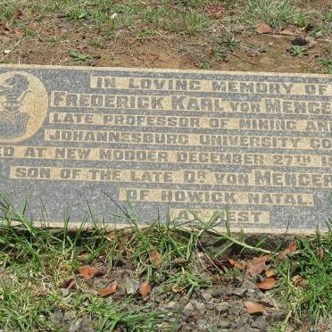 MENGERSHAUSEN Frederick Karl, von -1920