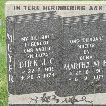 MEYER Dirk J.C. 1909-1974 &amp; Martha M.E. 1915-1977