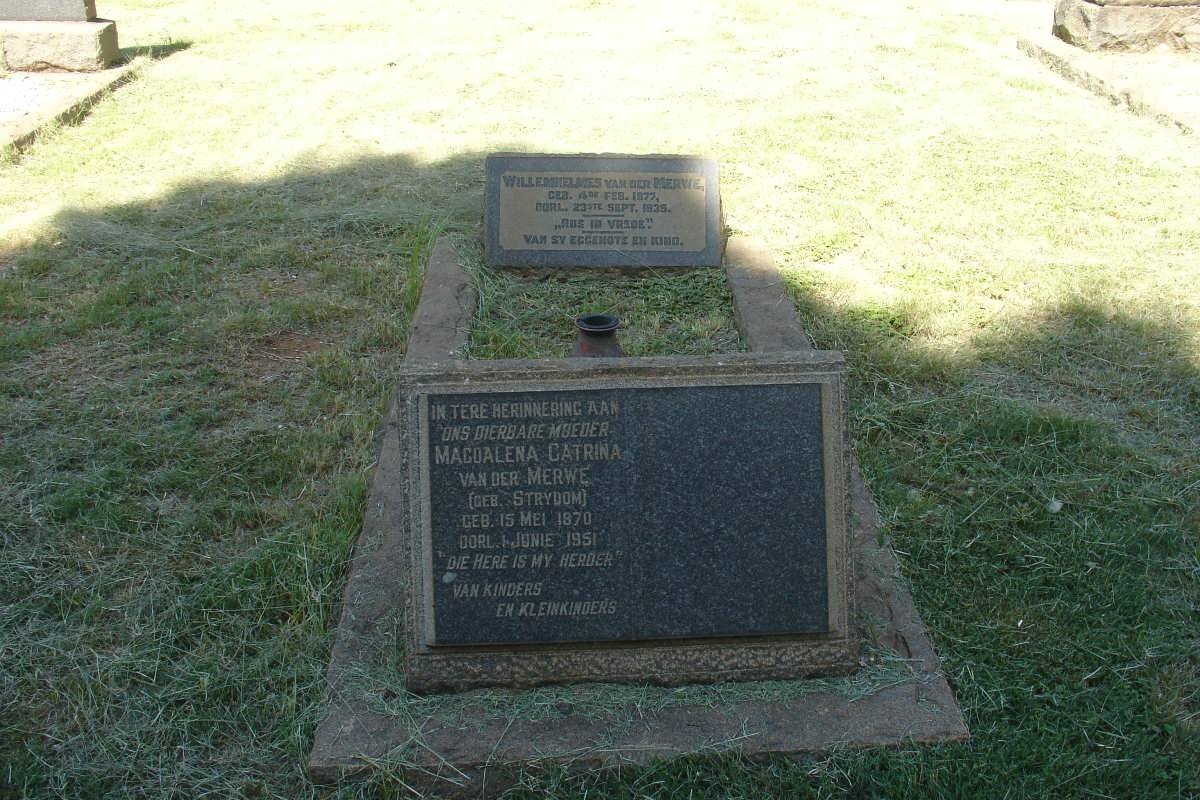 MERWE Willemhelmes, van der 1877-1935 &amp; Magdalena Catrina STRYDOM 1870-1951